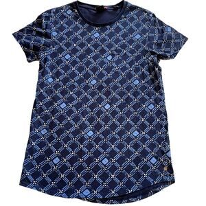 Scotch & Soda Womens Dark Blue Printed Short Sleeve Crew Neck Tee W/ Pocket Med